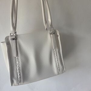 Elegant White Leather Tote Bag